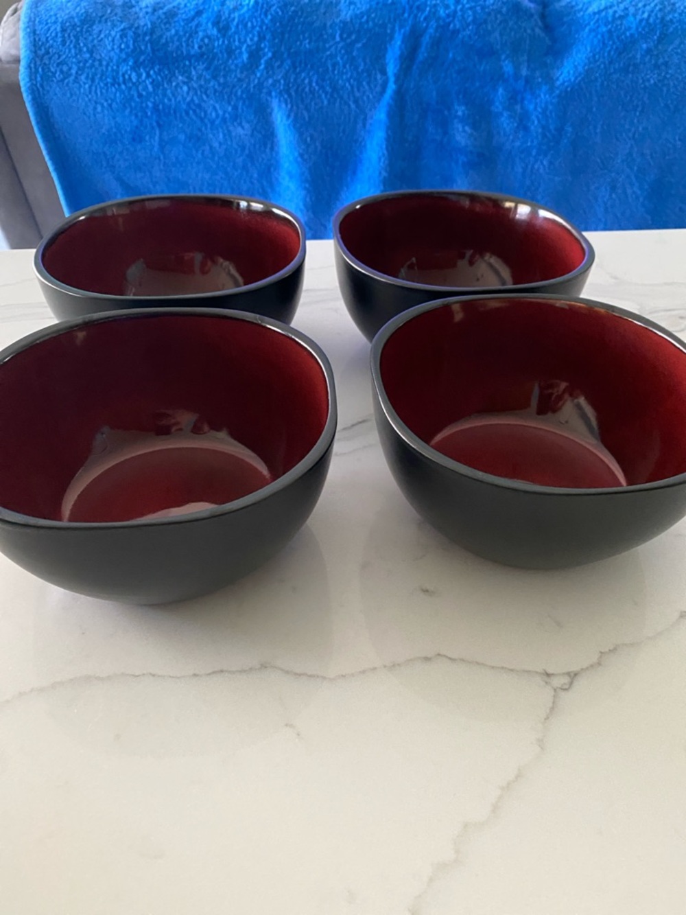 Red Ceramic Dinner Bowls - Set of 4 - Picture 7 of 8
